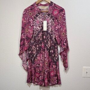 New Free People Jen's Pirate Booty Baroque Hyacinth size Large mini dress.
